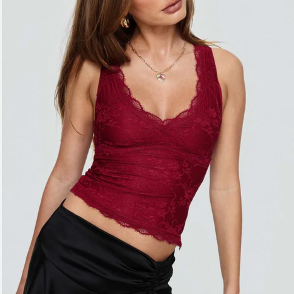 Princess Polly red lace tank top